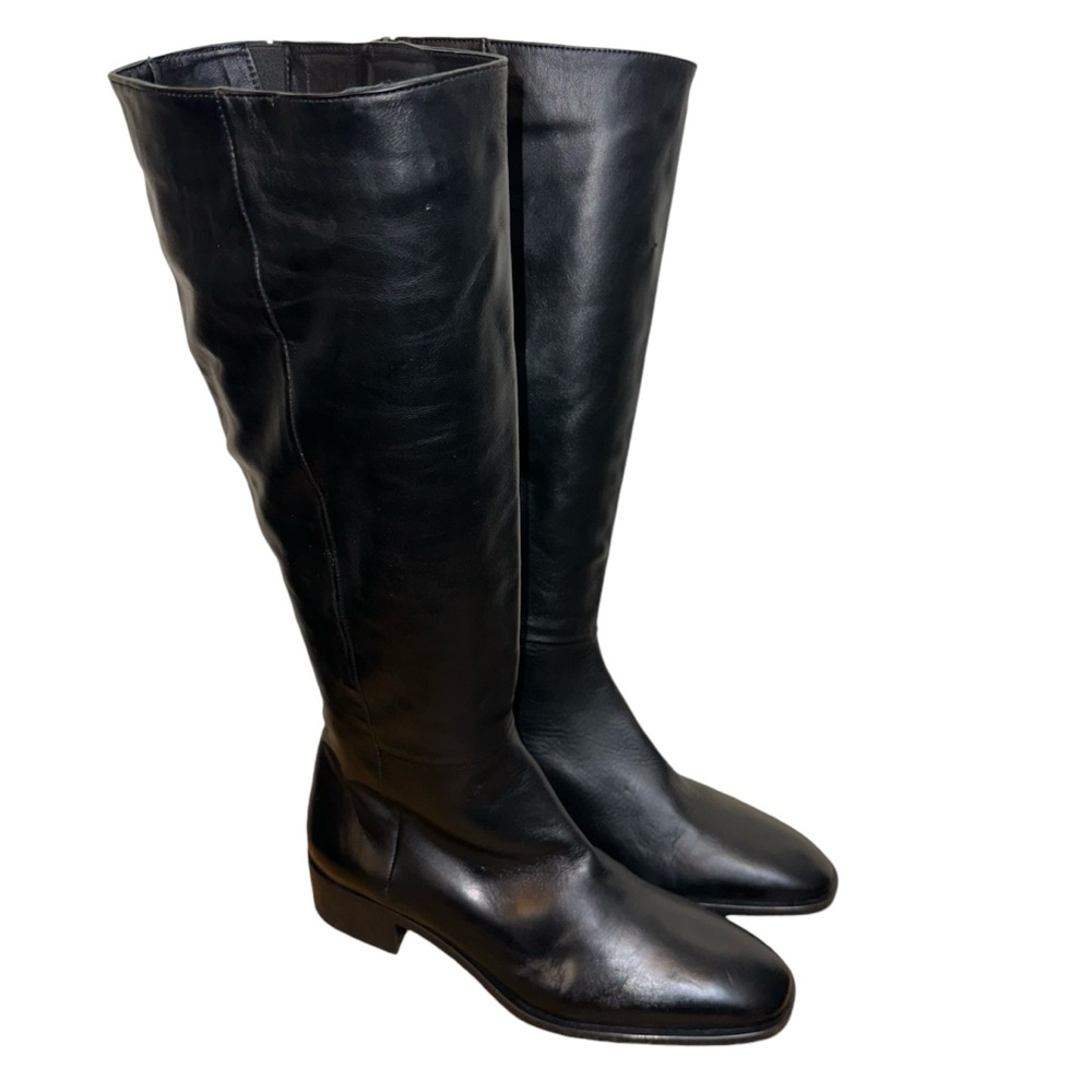 zara Riding Boots Women’s Size 7.5 Black Side Zipper Almond Toe Cowgirl Goth Y2K